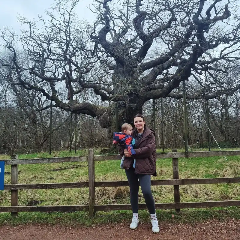 Donna and her son out for a walk at Sherwood Forest, Nottinghamshire